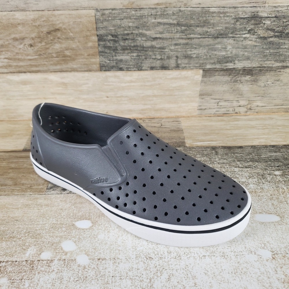 Native Miles Shoes Mens 8 / Womens 10‎ Dublin Gray Shell White Slip On Sneakers